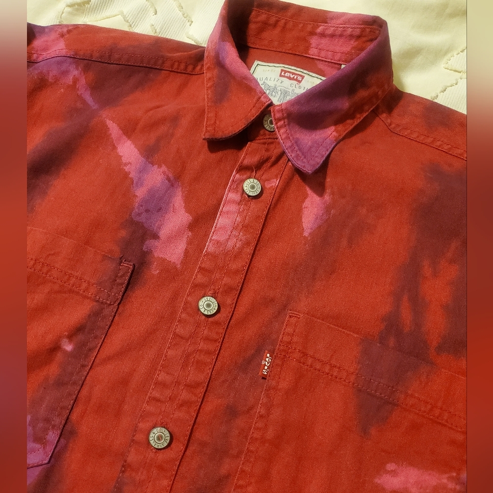 Vintage Levis Tie-dye Shirt + Liquid Blue Grateful Dead Patch New Year 1990 1995 - Picture 8 of 14